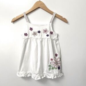 Tangerine Daisy Ruffle Hem Tank Top